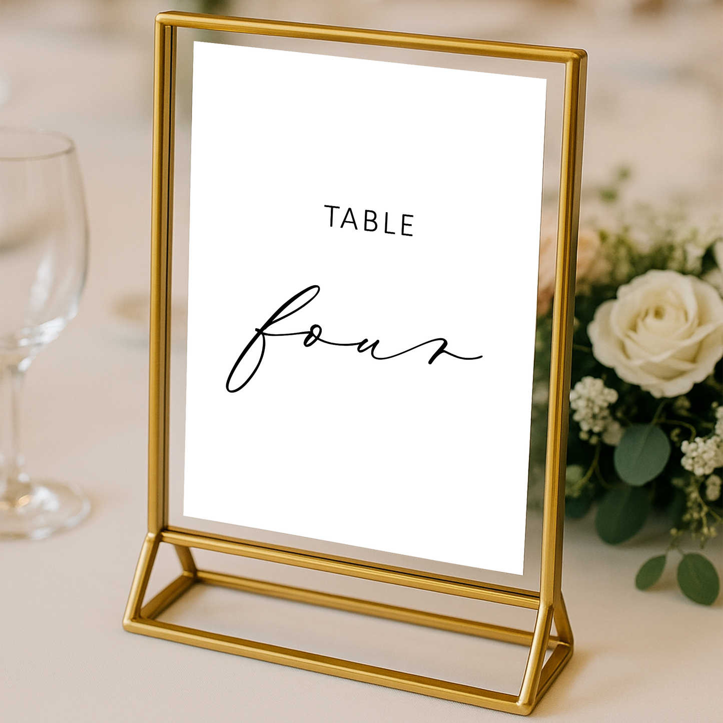 A5 Acrylic Sign Holder with Gold Border | Rentals