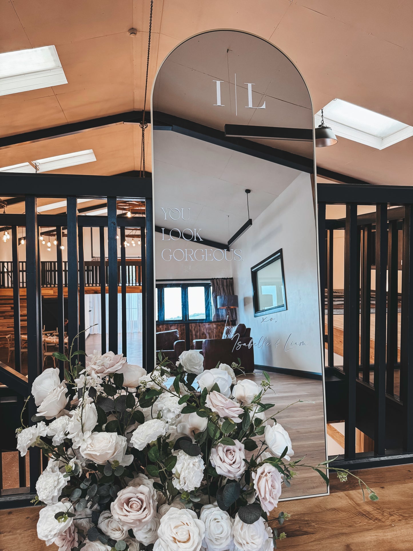 Personalised Gold Arch Mirror | Rentals