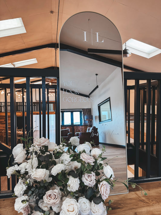 Personalised Gold Arch Mirror | Rentals