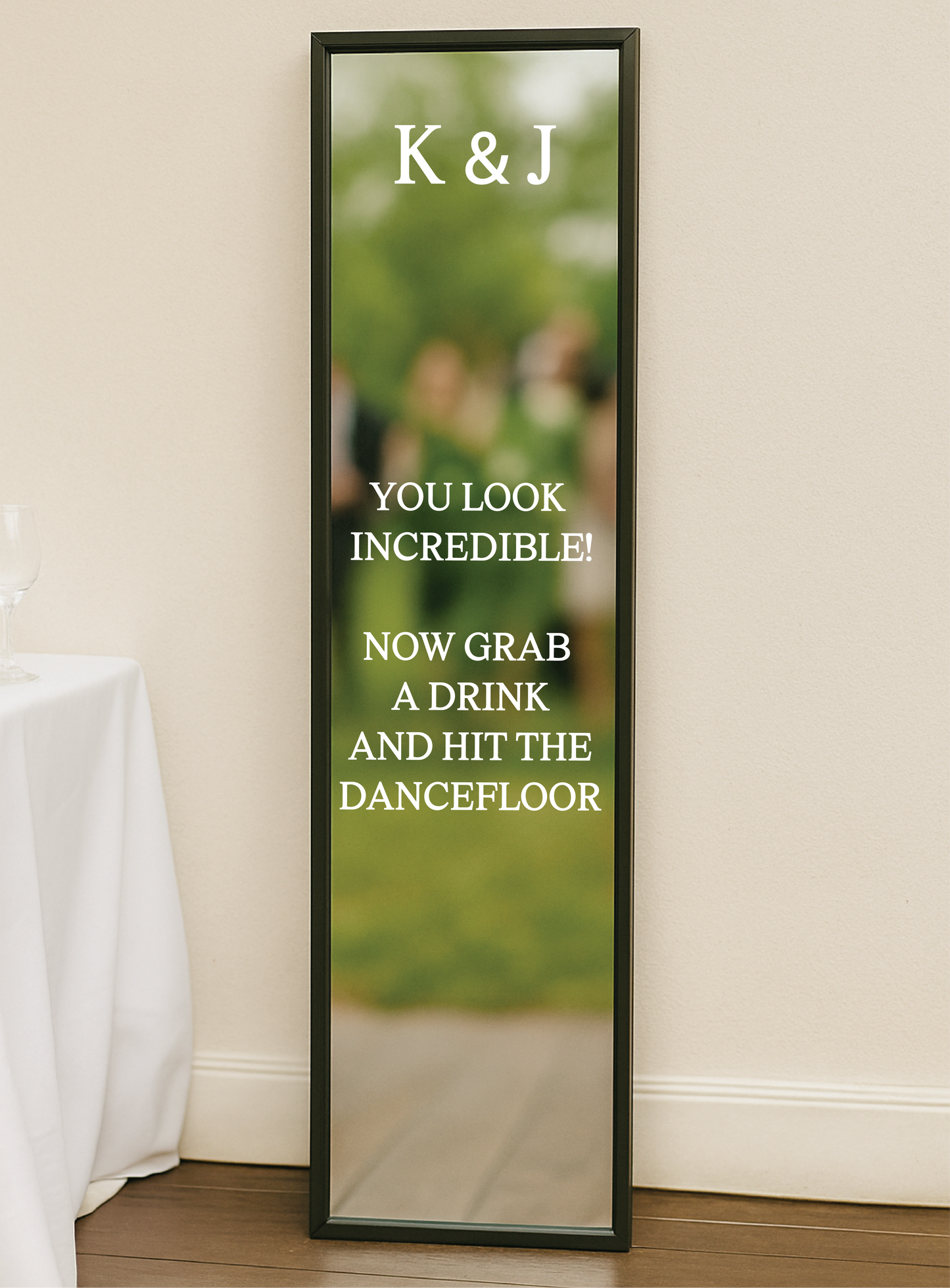 Personalised Floor Length Mirror (Black / White) | Rentals