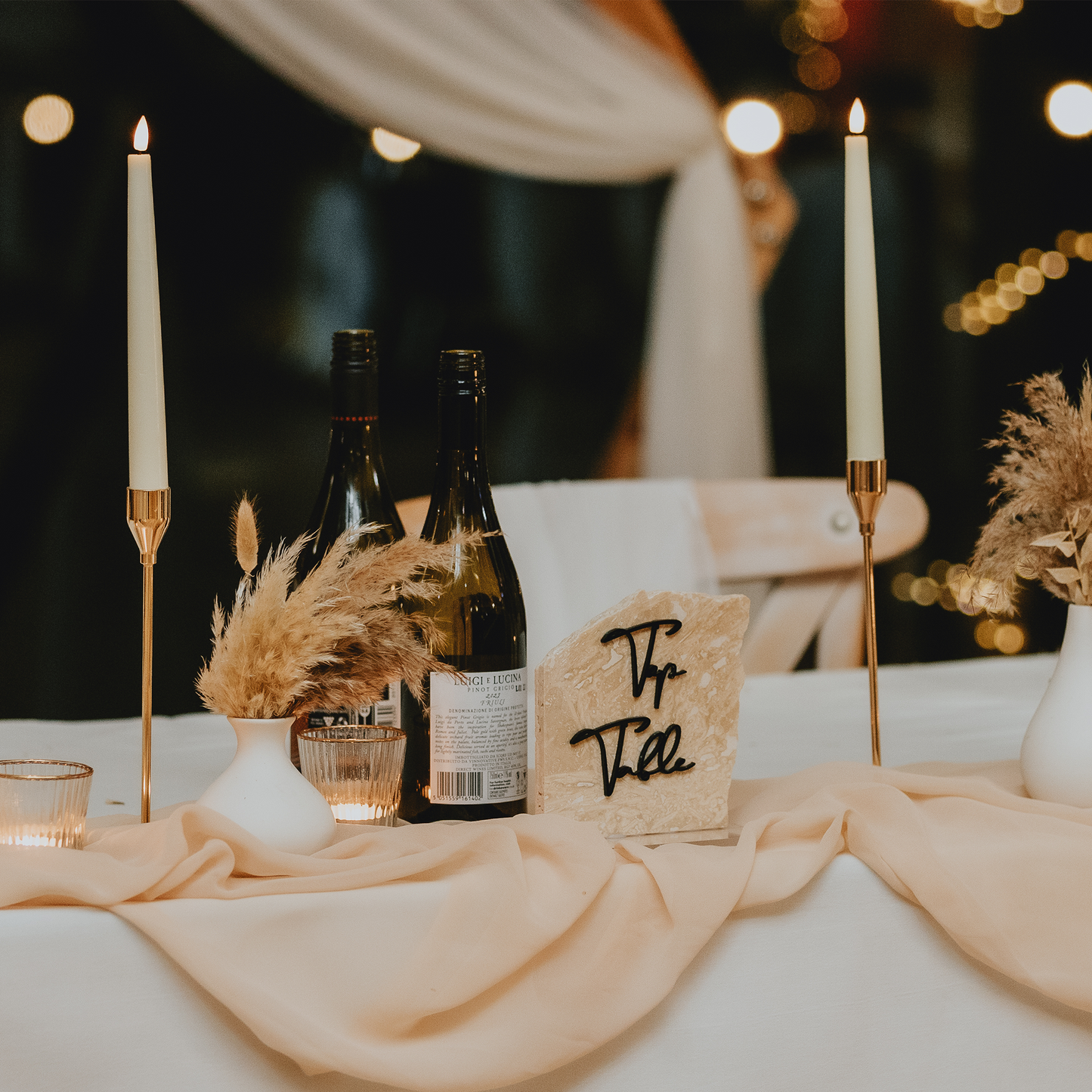 LED Taper Candles & Gold Metal Holders | Rentals