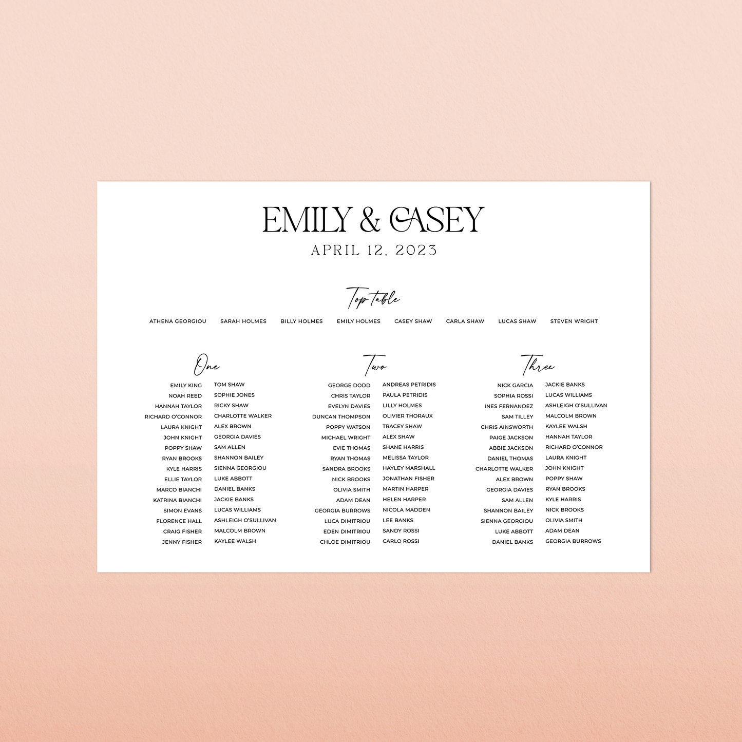 Emily | Seating Chart