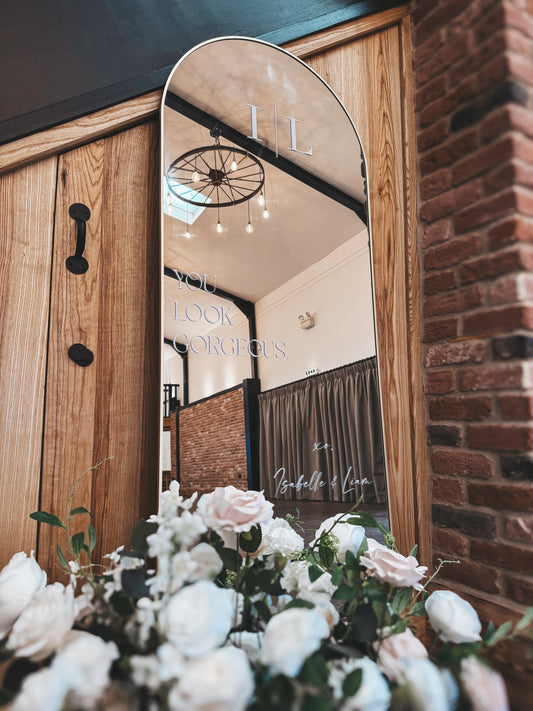 Personalised Gold Arch Mirror | Rentals
