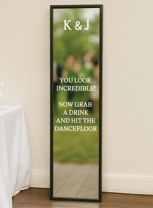 Personalised Floor Length Mirror (Black / White) | Rentals